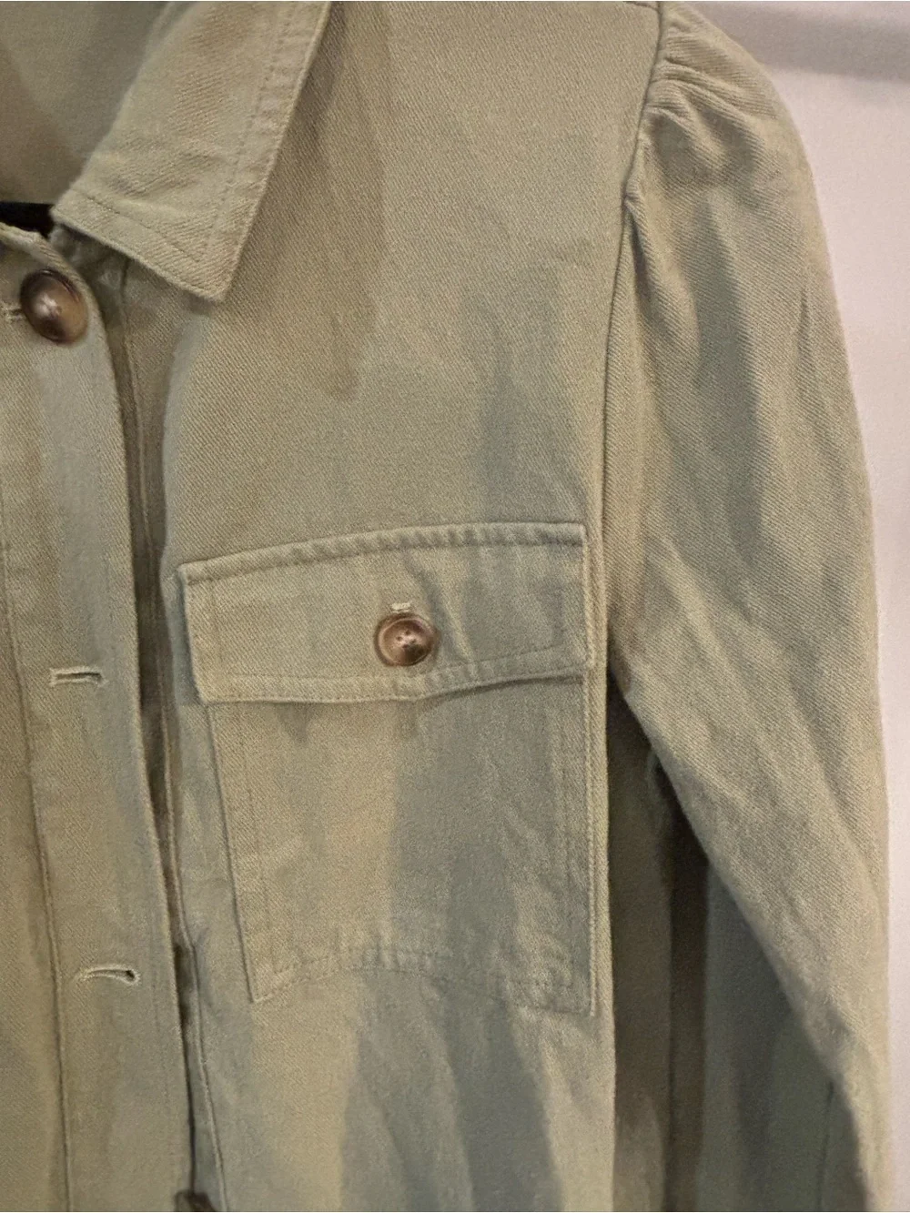 Greylin Alexia Cotton Twill Puff Sleeve Shirt Jacket size small